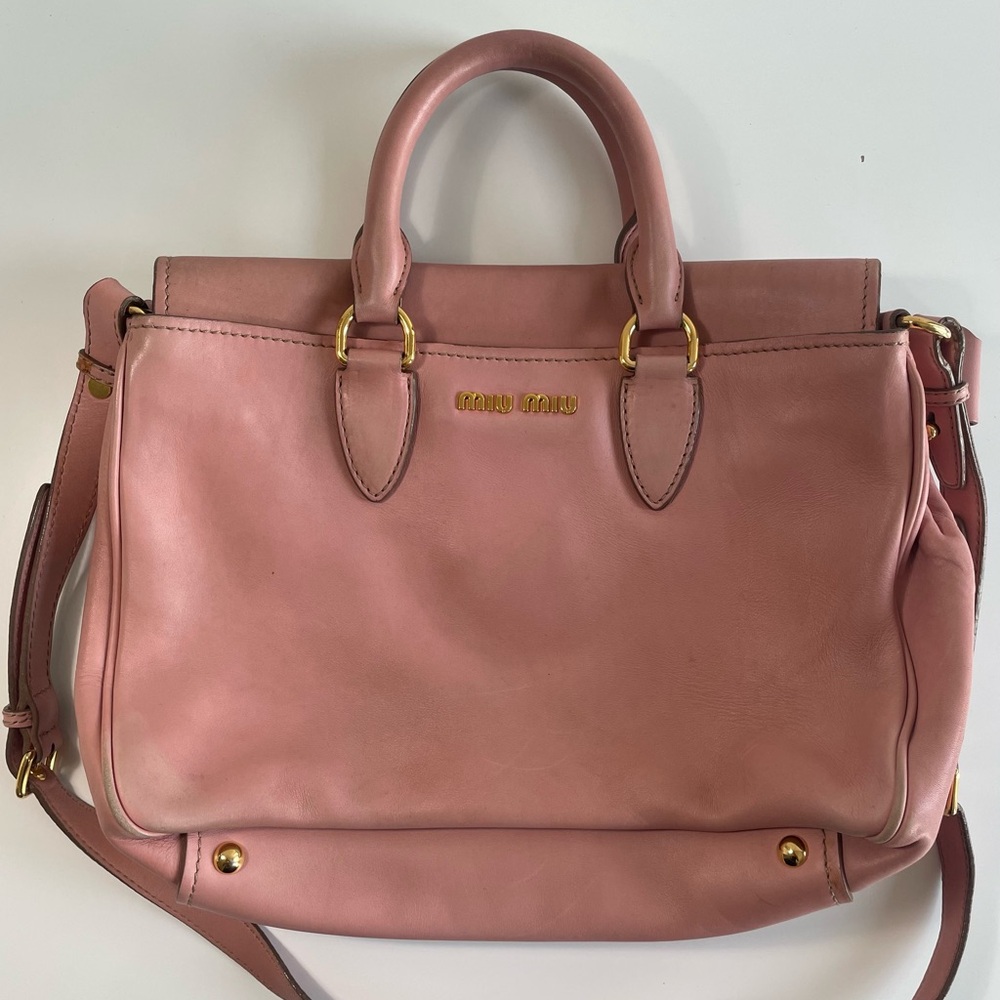 miu miu blush pink satchel bag | miu miu madras leather two way shoulder bag - Picture 4 of 14